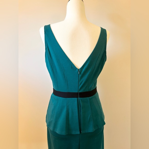 Teal Peplum Dress, Sleeveless, Pencil Skirt, Stretch Knit - size Medium - Picture 5 of 6